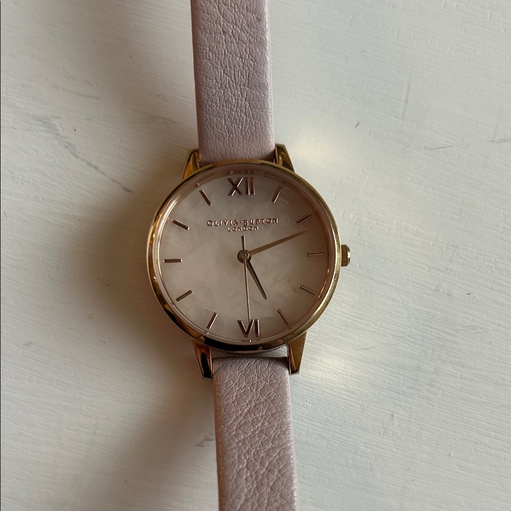 Olivia Burton Blush Leather Watch with Gold Details